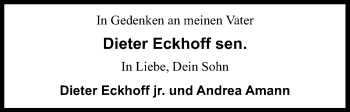 Anzeige von Dieter Eckhoff von Kölner Stadt-Anzeiger / Kölnische Rundschau / Express