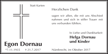 Anzeige von Egon Dornau von  Lokalanzeiger 