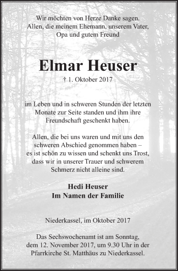 Anzeige von Elmar Heuser von  Extra Blatt 