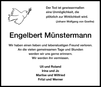 Anzeige von Engelbert Münstermann von Kölner Stadt-Anzeiger / Kölnische Rundschau / Express