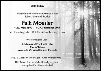 Anzeige von Falk Moeseler von Kölner Stadt-Anzeiger / Kölnische Rundschau / Express