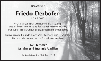 Anzeige von Friedo Derbofen von  Anzeigen Echo 