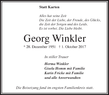 Anzeige von Georg Winkler von  Lokale Informationen 