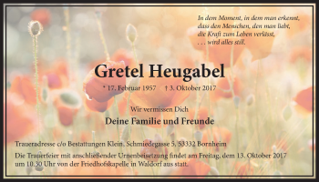 Anzeige von Gretel Heugabel von  Schlossbote/Werbekurier 