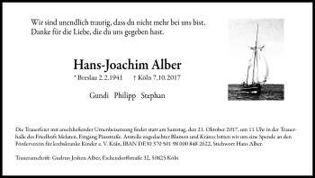 Anzeige von Hans-Joachim Alber von Kölner Stadt-Anzeiger / Kölnische Rundschau / Express