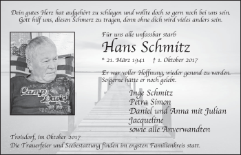 Anzeige von Hans Schmitz von  Schlossbote/Werbekurier 