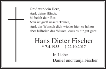 Anzeige von Hans Dieter Fischer von  Sonntags-Post 