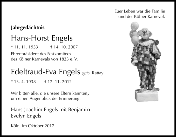 Anzeige von Hans und Edeltraud Engels von Kölner Stadt-Anzeiger / Kölnische Rundschau / Express