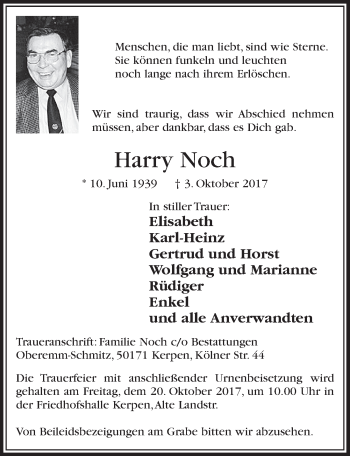 Anzeige von Harry Noch von  Sonntags-Post 
