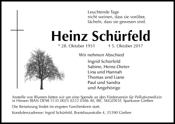 Anzeige von Heinz Schürfeld von Kölner Stadt-Anzeiger / Kölnische Rundschau / Express