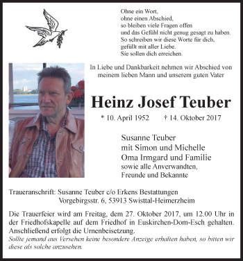Anzeige von Heinz Josef Teuber von  Blickpunkt Euskirchen 