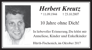Anzeige von Herbert Kreutz von  Wochenende 