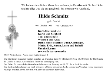 Anzeige von Hilde Schmitz von  Blickpunkt Euskirchen 