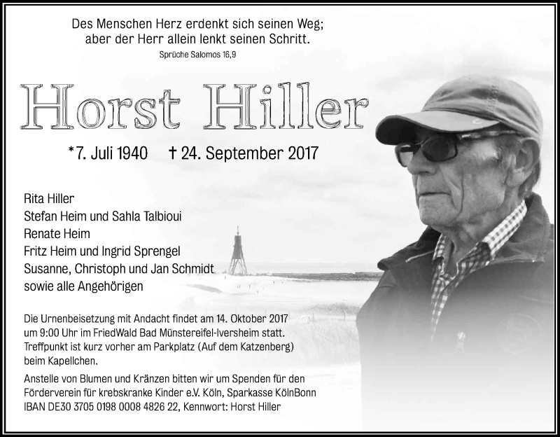 Traueranzeigen von Horst Hiller | WirTrauern