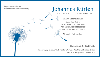 Anzeige von Johannes Kürten von Kölner Stadt-Anzeiger / Kölnische Rundschau / Express