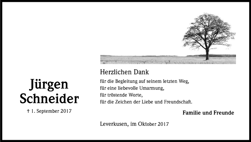  Traueranzeige für Jürgen Schneider vom 11.10.2017 aus Kölner Stadt-Anzeiger / Kölnische Rundschau / Express