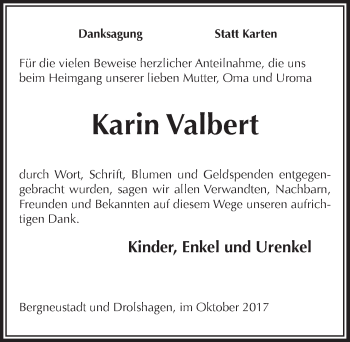 Anzeige von Karin Valbert von  Anzeigen Echo 