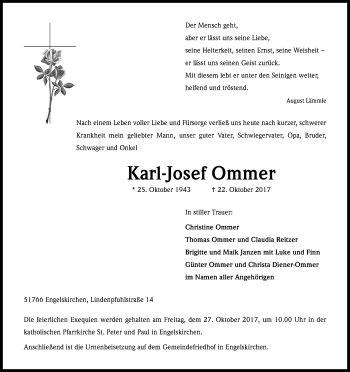 Anzeige von Karl-Josef Ommer von Kölner Stadt-Anzeiger / Kölnische Rundschau / Express
