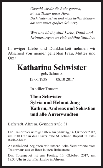 Anzeige von Katharina Schwister von  Werbepost 