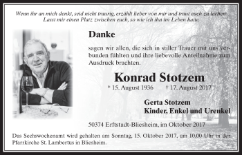 Anzeige von Konrad Stotzem von  Werbepost 