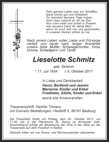 Anzeige von Lieselotte Schmitz von  Werbepost 