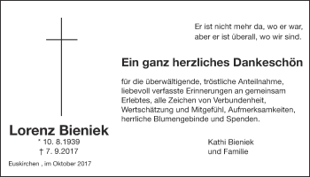 Anzeige von Lorenz Bieniek von  Blickpunkt Euskirchen 