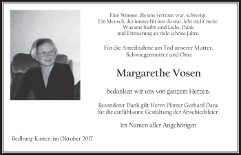 Anzeige von Margarethe Vosen von  Werbepost 