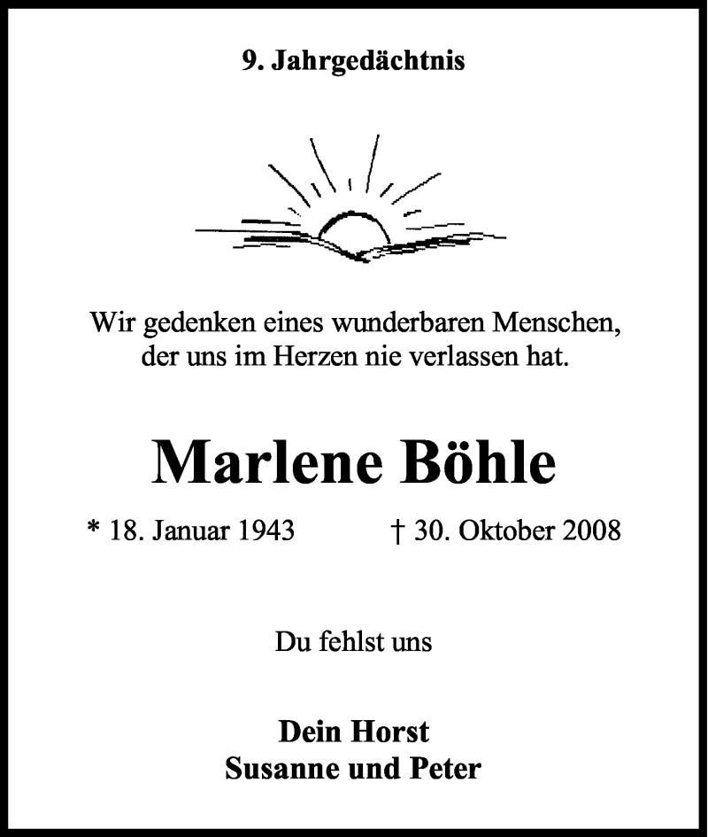  Traueranzeige für Marlene Böhle vom 18.07.2023 aus Kölner Stadt-Anzeiger / Kölnische Rundschau / Express