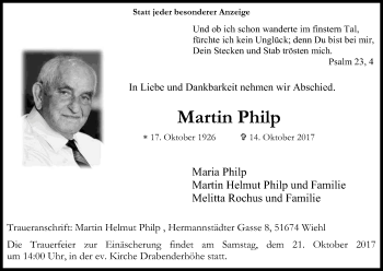 Anzeige von Martin Philp von Kölner Stadt-Anzeiger / Kölnische Rundschau / Express