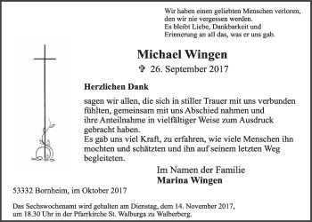 Anzeige von Michael Wingen von  Schlossbote/Werbekurier 