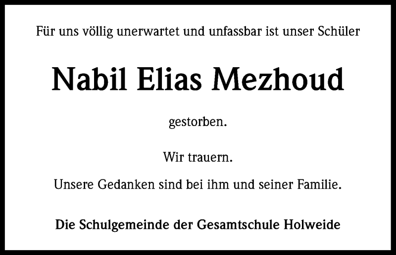  Traueranzeige für Nabil Elias Mezhoud vom 12.10.2017 aus Kölner Stadt-Anzeiger / Kölnische Rundschau / Express