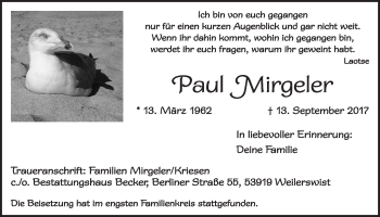 Anzeige von Paul Mirgeler von  Blickpunkt Euskirchen 