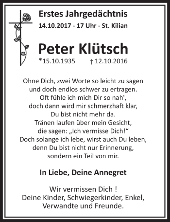 Anzeige von Peter Klütsch von  Werbepost 