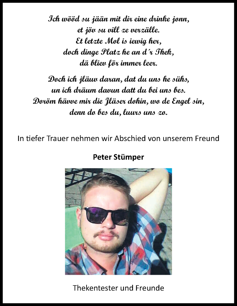  Traueranzeige für Peter Stümper vom 25.10.2017 aus Kölner Stadt-Anzeiger / Kölnische Rundschau / Express