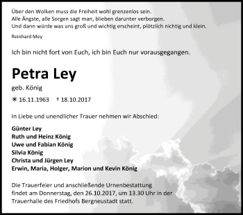 Anzeige von Petra Ley von Kölner Stadt-Anzeiger / Kölnische Rundschau / Express