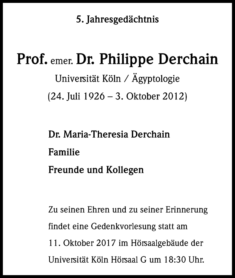  Traueranzeige für Philippe Derchain vom 02.10.2017 aus Kölner Stadt-Anzeiger / Kölnische Rundschau / Express