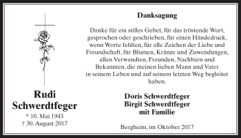 Anzeige von Rudi Schwerdtfeger von  Werbepost 
