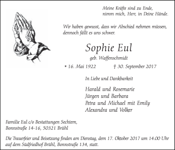 Anzeige von Sophie Eul von  Schlossbote/Werbekurier 