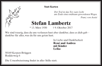 Anzeige von Stefan Lambertz von  Werbepost 