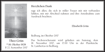 Anzeige von Theo Grün von  Werbepost 