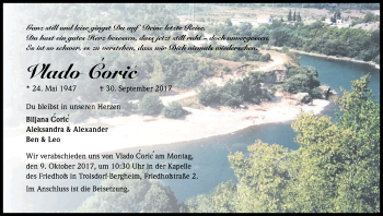 Anzeige von Vlado Coric von Kölner Stadt-Anzeiger / Kölnische Rundschau / Express