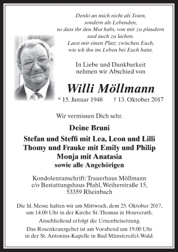 Anzeige von Willi Möllmann von  Blickpunkt Euskirchen 