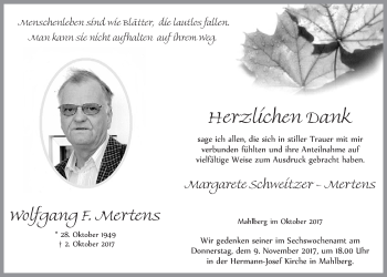 Anzeige von Wolfgang Mertens von  Blickpunkt Euskirchen 