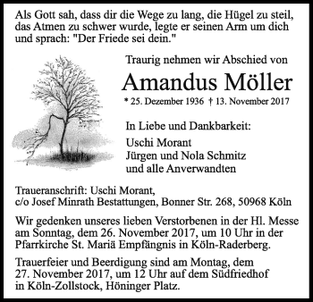 Anzeige von Amandus Möller von Kölner Stadt-Anzeiger / Kölnische Rundschau / Express