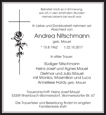 Anzeige von Andrea Nitschmann von  Schaufenster/Blickpunkt 