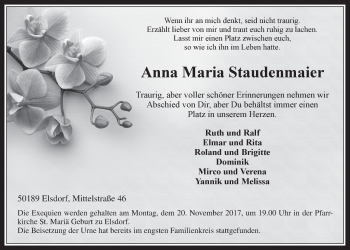 Anzeige von Anna Maria Staudenmaier von  Werbepost 