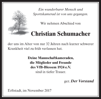 Anzeige von Christian Schumacher von  Werbepost 