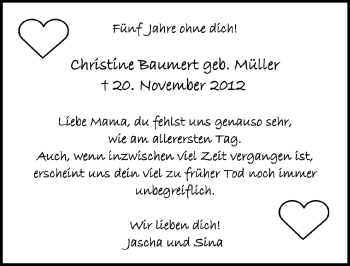 Anzeige von Christine Baumert von  Anzeigen Echo 