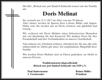 Anzeige von Doris Melinat von  Werbepost 