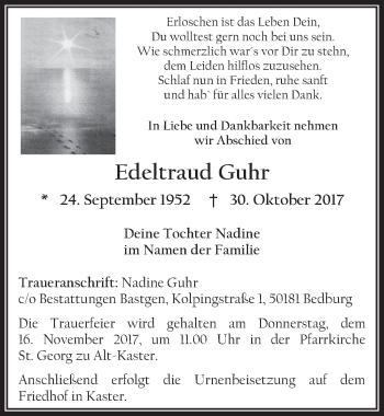 Anzeige von Edeltraud Guhr von  Werbepost 
